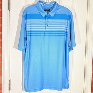 Ben Hogan Performance Polo Shirt Blue and White with Stripes Mens Size L
